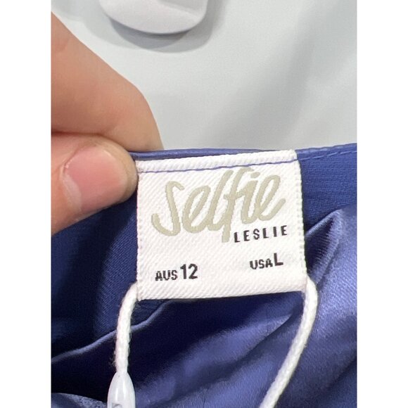 Selfie Leslie Cozumel Twist Bust Mini Dress Size Large Midnight Blue Party NEW - Picture 5 of 9